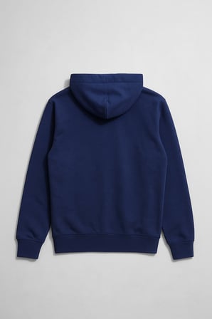 Erkek Fermuarlı Kapüşonlu Cepli İndigo Sweatshirt