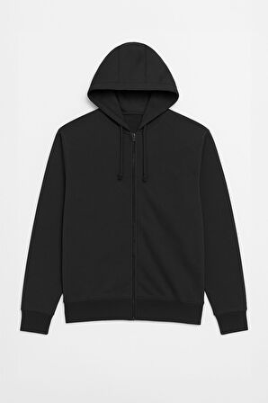 Erkek Fermuarlı Kapüşonlu İçi Polarlı Antrasit Sweatshirt