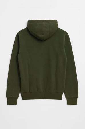 Erkek Fermuarlı Kapüşonlu İçi Polarlı Haki Sweatshirt