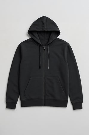 Erkek Fermuarlı Kapüşonlu Cepli Füme Sweatshirt