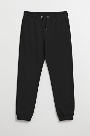 Kadın Paçası Lastikli Siyah Eşofman Altı