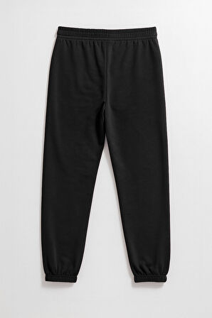 Kadın Paçası Lastikli Siyah Eşofman Altı