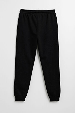 Erkek Paçası Lastikli Siyah Eşofman Altı