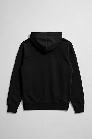 Erkek Fermuarlı Kapüşonlu Cepli Siyah Sweatshirt