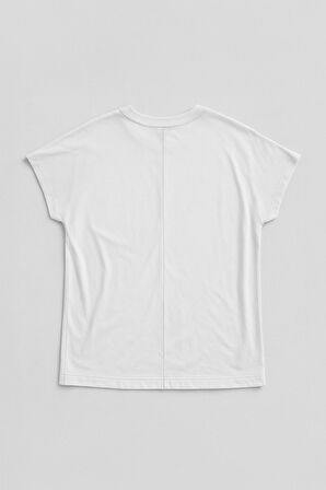 Kadın Yarasa Kol Basic Beyaz T-shirt