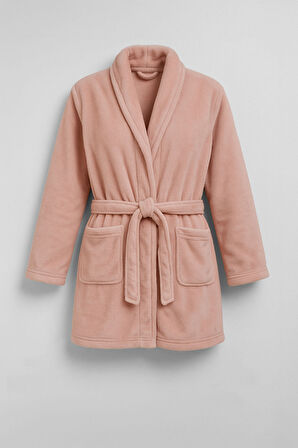 Kadın Yumuşak Kadife Dokulu Pudra Sabahlık