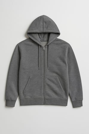 Erkek Fermuarlı Kapüşonlu Cepli Antrasit Sweatshirt