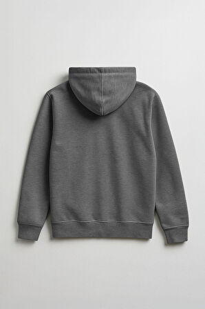 Erkek Fermuarlı Kapüşonlu Cepli Antrasit Sweatshirt