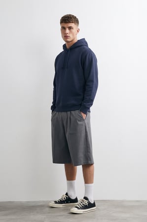 Erkek Kapüşonlu İçi Polarlı Lacivert Sweatshirt