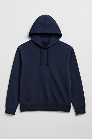 Erkek Kapüşonlu İçi Polarlı Lacivert Sweatshirt