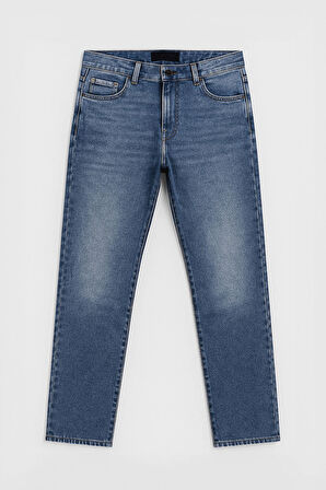 Erkek Straight Fit Düz Kesim Mavi Jean Panolon