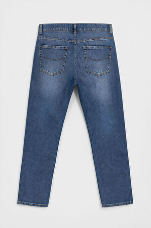 Erkek Straight Fit Düz Kesim Mavi Jean Panolon