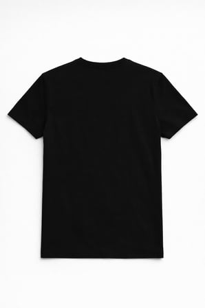 Erkek Bisiklet Yaka Baskı Detay Siyah T-shirt