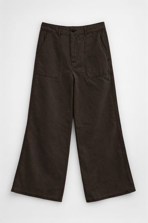 Kadın Yüksek Bel Kahverengi Wide Leg Pantolon