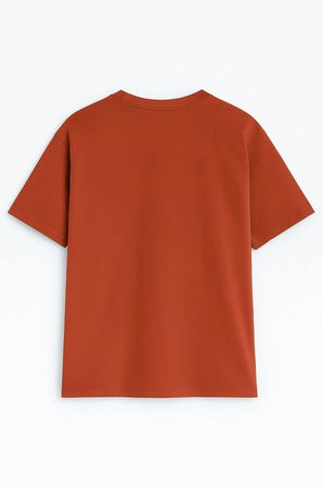 Erkek Bisiklet Yaka %100 Pamuk Blok Baskılı T-Shirt