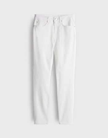 Kadın Yüksek Bel Slim Fit Dar Paça Beyaz Jean Pantolon