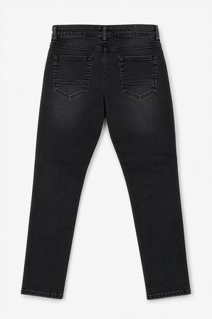 Erkek Slim Fit Düz Kesim Dar Paça Antrasit Jean Pantolon