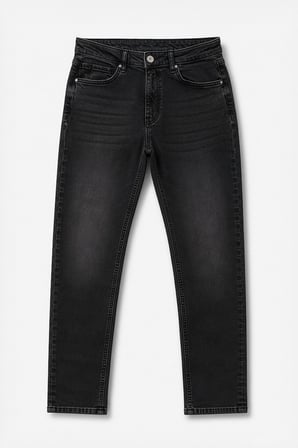 Erkek Slim Fit Düz Kesim Dar Paça Antrasit Jean Pantolon