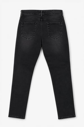 Erkek Slim Fit Düz Kesim Dar Paça Antrasit Jean Pantolon