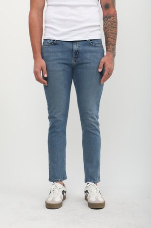 Erkek Slim Fit Normal Bel Düz Kesim Dar Paça Mavi Jean Pantolon