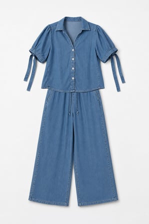 Blue White Kadın Açık Mavi Tencel Kumaş İnce Rahat İkili Takım