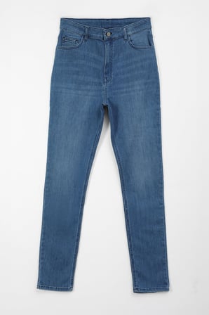 Kadın Mavi Yüksek Bel Slim Fit Likralı Jean Pantolon
