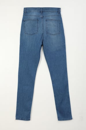 Kadın Mavi Yüksek Bel Slim Fit Likralı Jean Pantolon