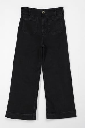 Kadın Yüksek Bel Wide Leg Likralı Antrasit Jean Pantolon