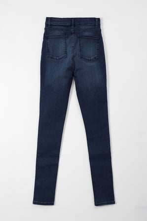 Kadın Koyu Mavi Yüksek Bel Slim Fit Likralı Jean Pantolon