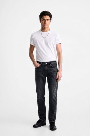Erkek Antrasit Slim Fit Normal Bel Düz Kesim Dar Paça Jean Pantolon