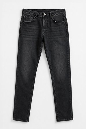 Erkek Antrasit Slim Fit Normal Bel Düz Kesim Dar Paça Jean Pantolon
