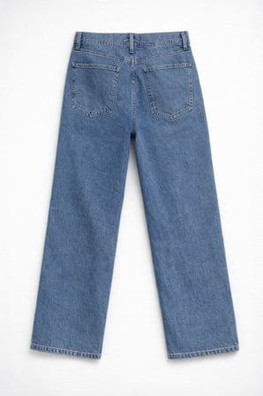 Kadın Mavi Yüksek Bel Wide Leg Jean Pantolon