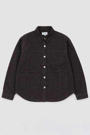 Kadın Gömlek Yaka Oversize Kahverengi Jean Ceket
