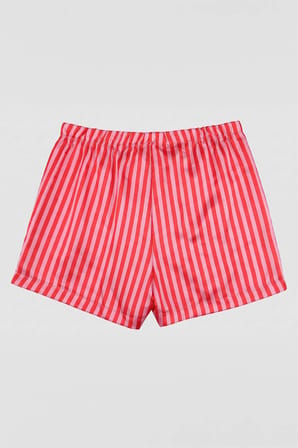 Kadın Çizgili Saten Görünümlü Renkli Pijama Şort