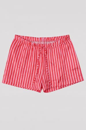 Kadın Çizgili Saten Görünümlü Renkli Pijama Şort