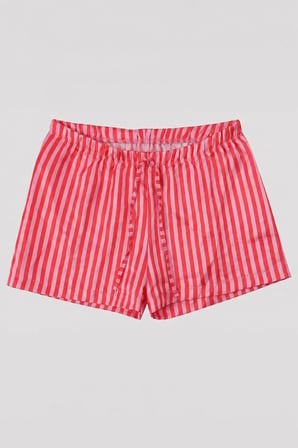 Kadın Çizgili Saten Görünümlü Renkli Pijama Şort