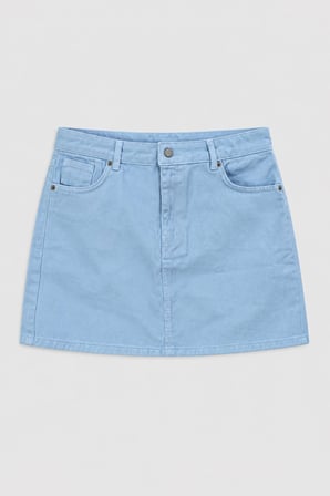 Blue White Kadın Mavi %100 Pamuk Regular Fit Mini Jean Etek
