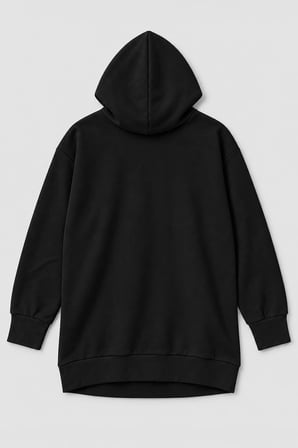 Markapia Woman Kadın Kapüşonlu Yazı Baskılı Siyah Tunik Sweatshirt
