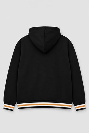Markapia Woman Kadın Kapüşonlu Çizgi Detaylı Siyah Sweatshirt