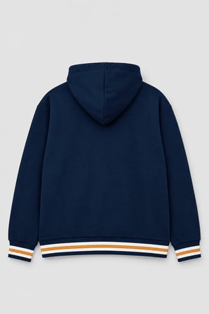 Markapia Woman Kadın Kapüşonlu Çizgi Detaylı Lacivert Sweatshirt