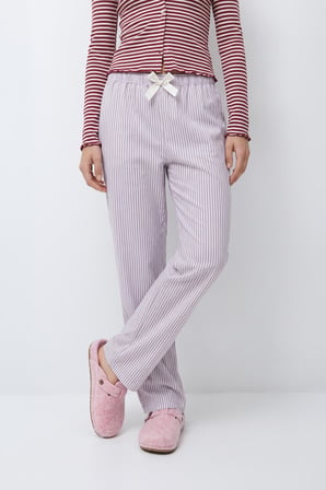 Markapia Woman Kadın Çizgili %100 Pamuk Pembe Pijama Altı