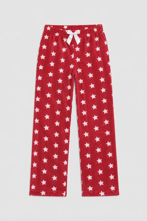 Markapia Woman Kadın Yıldız Desenli Kırmızı Polar Pijama Altı