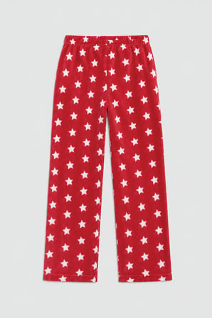Markapia Woman Kadın Yıldız Desenli Kırmızı Polar Pijama Altı