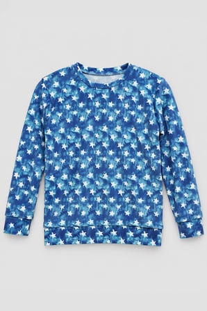 Markapia Man Erkek Çocuk Yıldız Desenli Yumuşak Kadife Dokulu Mavi Pijama Takımı