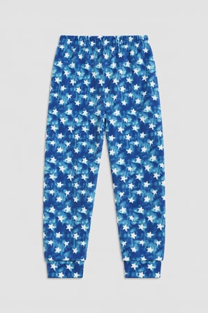Markapia Man Erkek Çocuk Yıldız Desenli Yumuşak Kadife Dokulu Mavi Pijama Takımı
