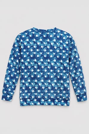 Markapia Man Erkek Çocuk Yıldız Desenli Yumuşak Kadife Dokulu Mavi Pijama Takımı