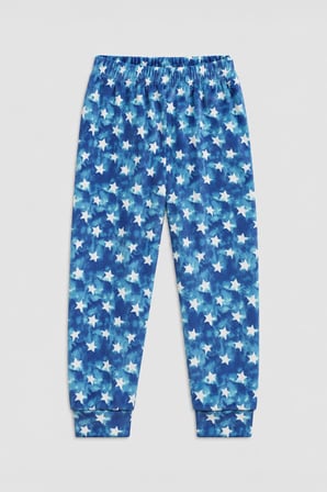 Markapia Man Erkek Çocuk Yıldız Desenli Yumuşak Kadife Dokulu Mavi Pijama Takımı