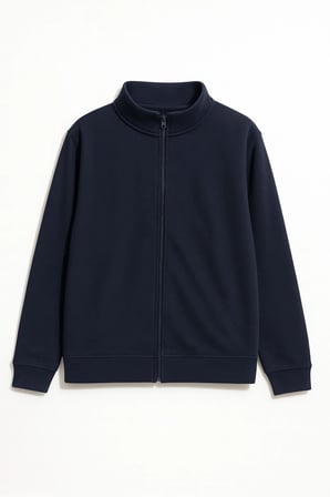Markapia Man Erkek Lacivert Dik Yaka Fermuarlı İçi Polarlı Sweatshirt