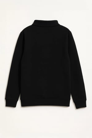 Markapia Man Erkek Siyah Dik Yaka Fermuarlı İçi Polarlı Sweatshirt