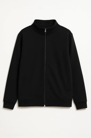 Markapia Man Erkek Siyah Dik Yaka Fermuarlı İçi Polarlı Sweatshirt